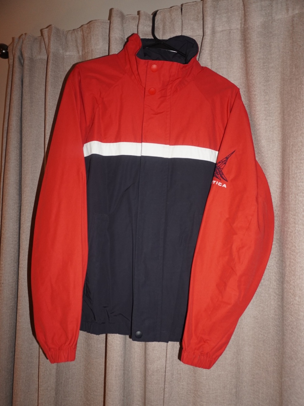 Vintage Nautica Red, Navy Blue & White Colorblock Windbreaker Jacket